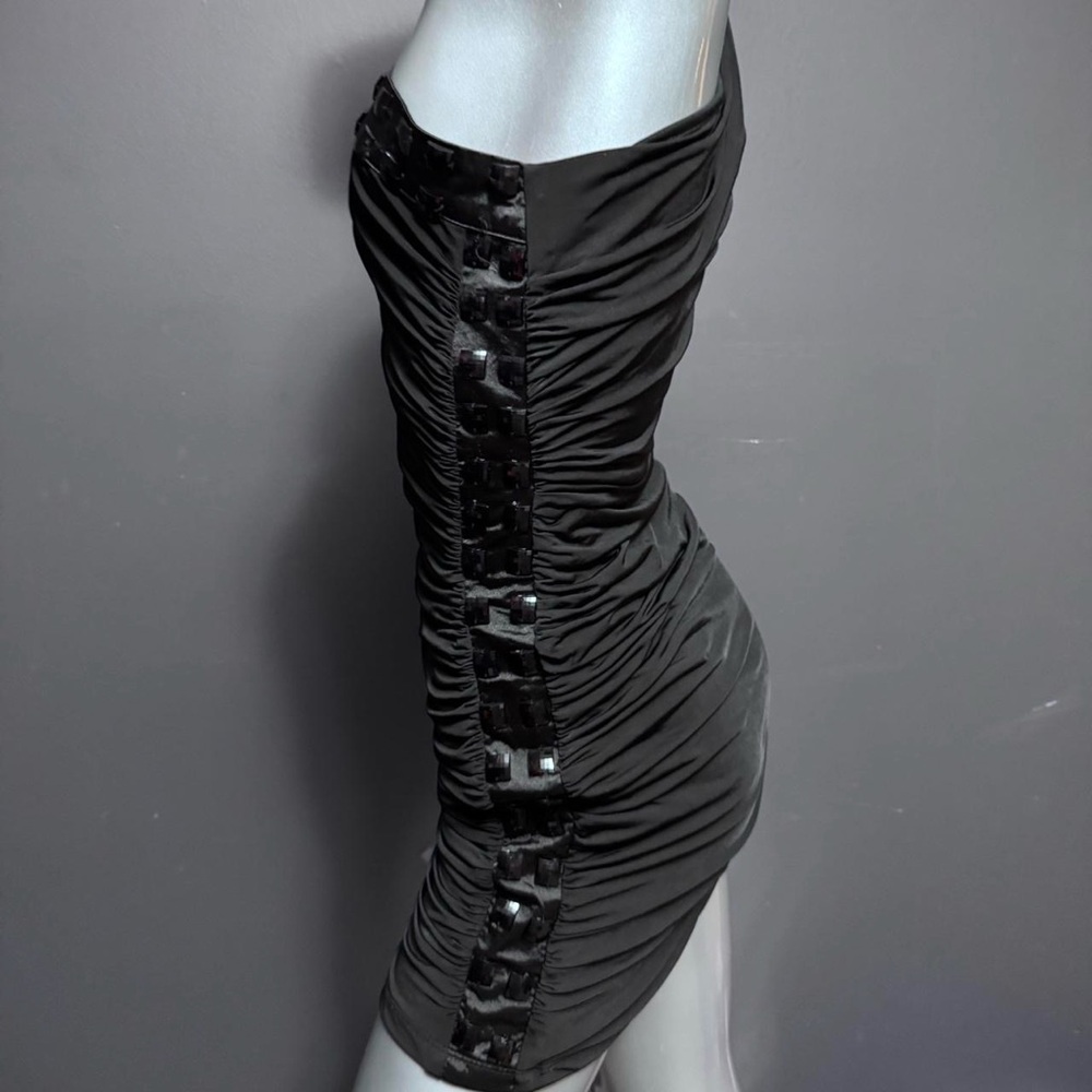 Vintage Y2K One-Shoulder Studded Ruched Mini Dress - Picture 3 of 5